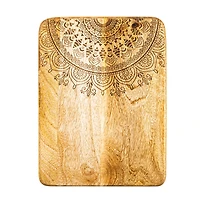 Hello Honey® 11.5" Natural Boho Wood Cutting or Charcuterie Board with Laser-Cut Design