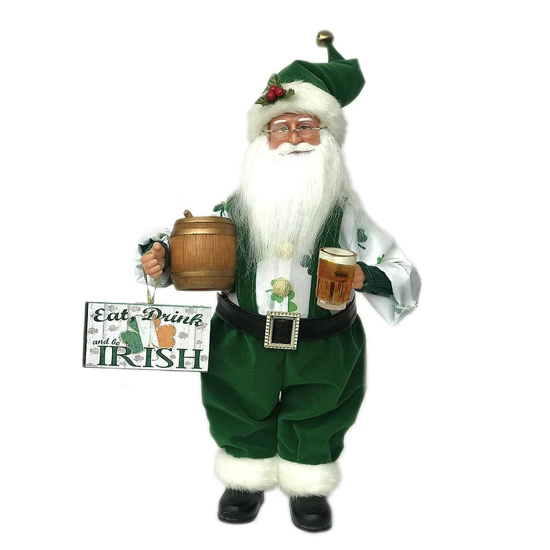 15" Eat, Drink & Be Irish Santa Claus Decoration