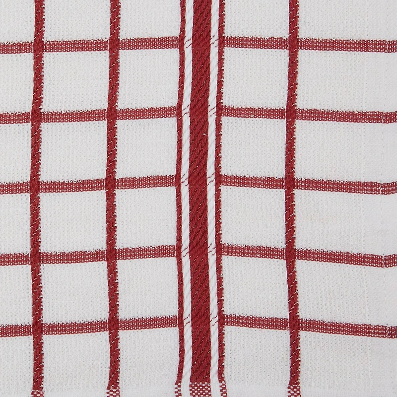 DII® Barn Red Windowpane Terry Dishtowels, 4ct.