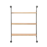 Brown Iron Industrial Wall Shelf, 33" x 25" x 7"