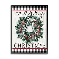 Stupell Industries Merry Christmas Tartan Wreath Framed Giclee Art
