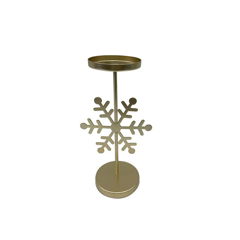 Gold Snowflake Pillar Candle Holder by Ashland
