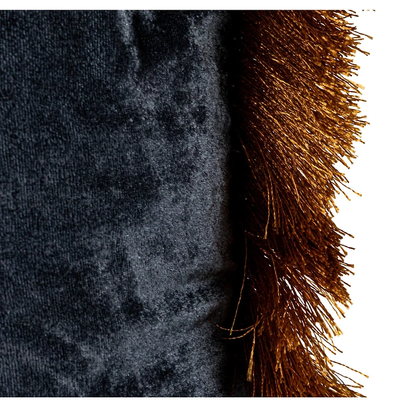 Hello Honey® 20" x 20" Navy & Gold Silk Fringed Pillow