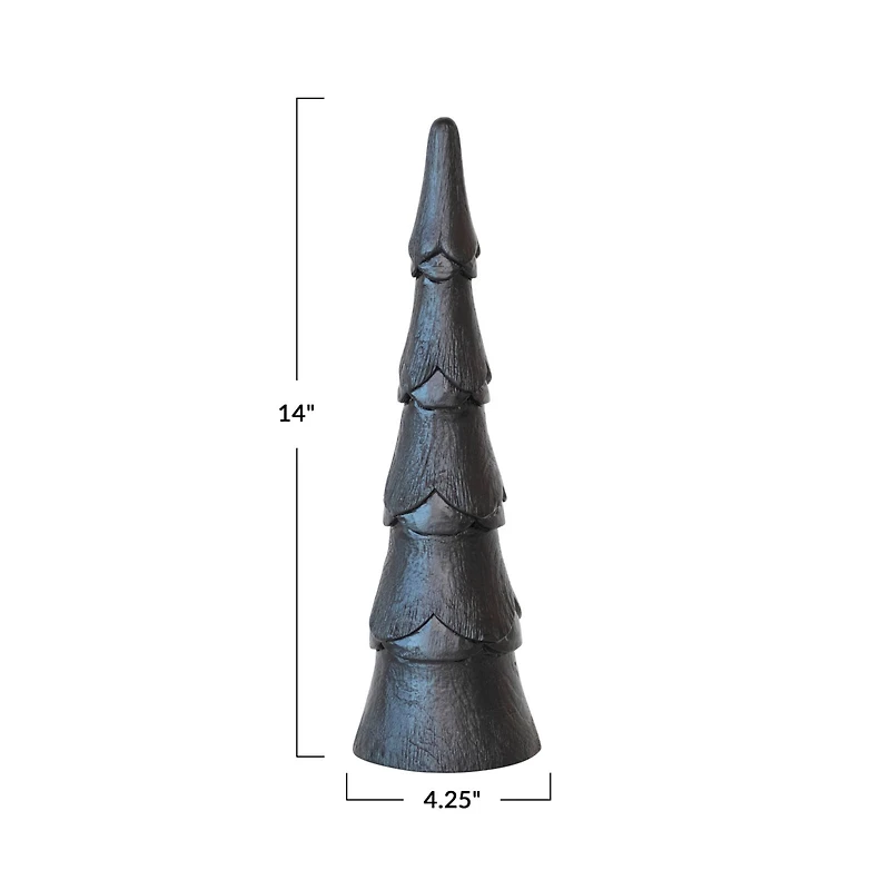 Hello Honey® 14" Black Mango Wood Christmas Tree Accent