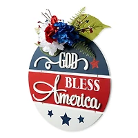 Glitzhome® 14" God Bless America Round Sign
