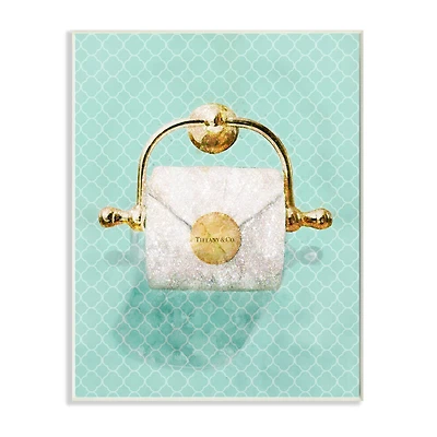 Stupell Industries Toilet Paper Roll Blue Designer Glam Wall Plaque