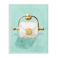 Stupell Industries Toilet Paper Roll Blue Designer Glam Wall Plaque