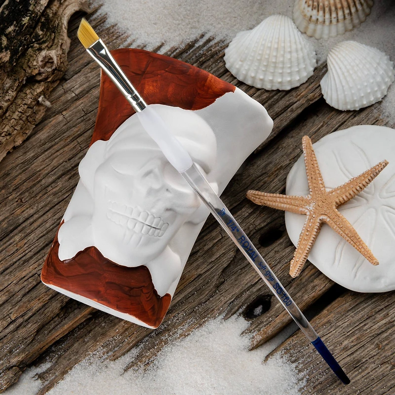 Soft-Grip Golden Taklon Long Handle Angular Brush, 1/4"