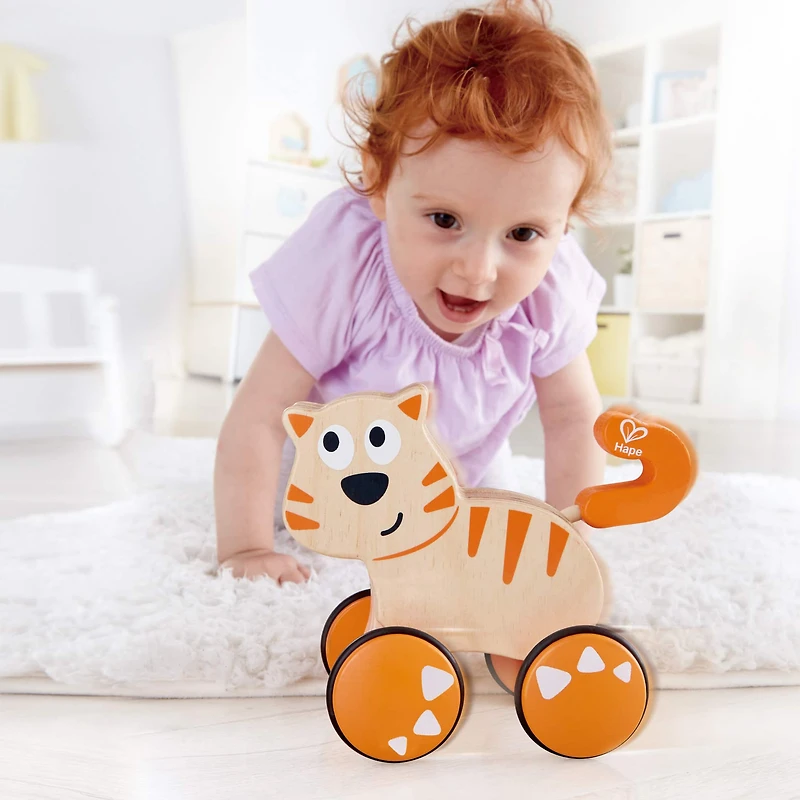Hape Dante the Cat Push & Go Wooden Release Toy