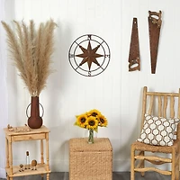 18" Rustic Nautical Metal Compass Wall Art Decor