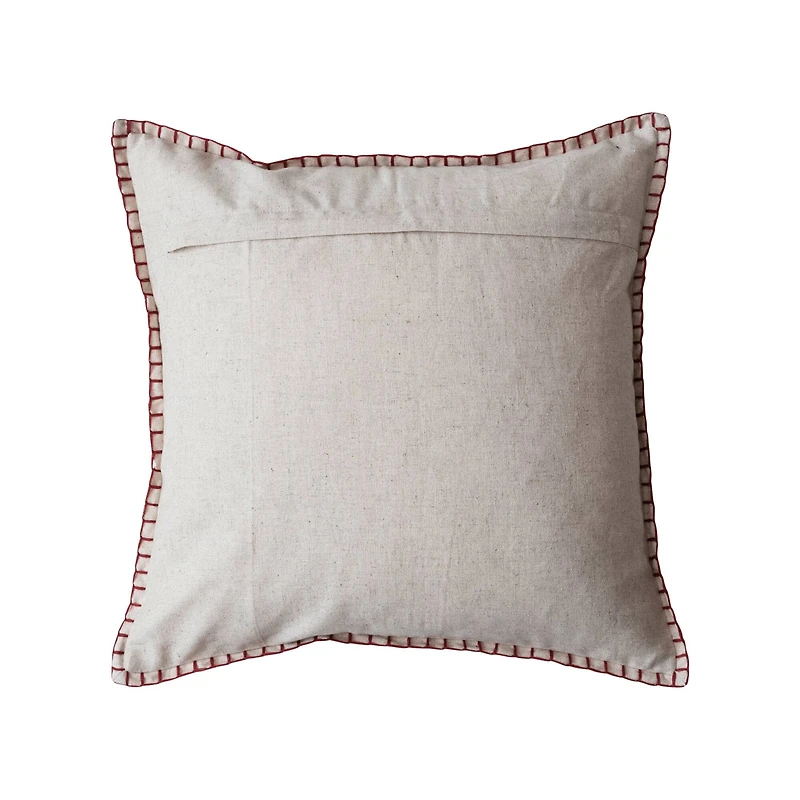 Hello Honey® 18" Cream & Burgundy Embroidered Accent Pillow