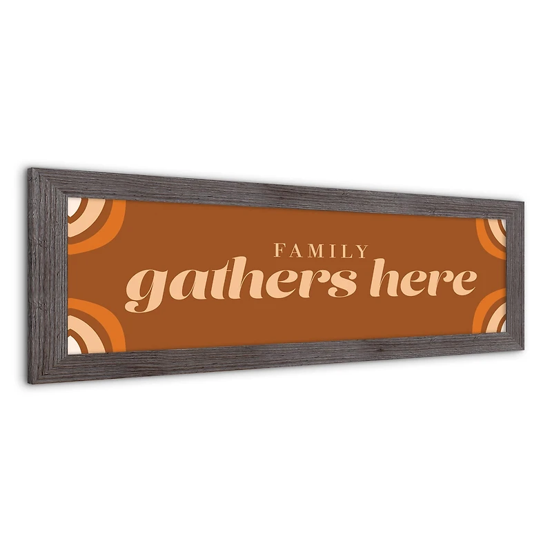 Family Gathers Here 36" x 12" Western Gray Framed Print
