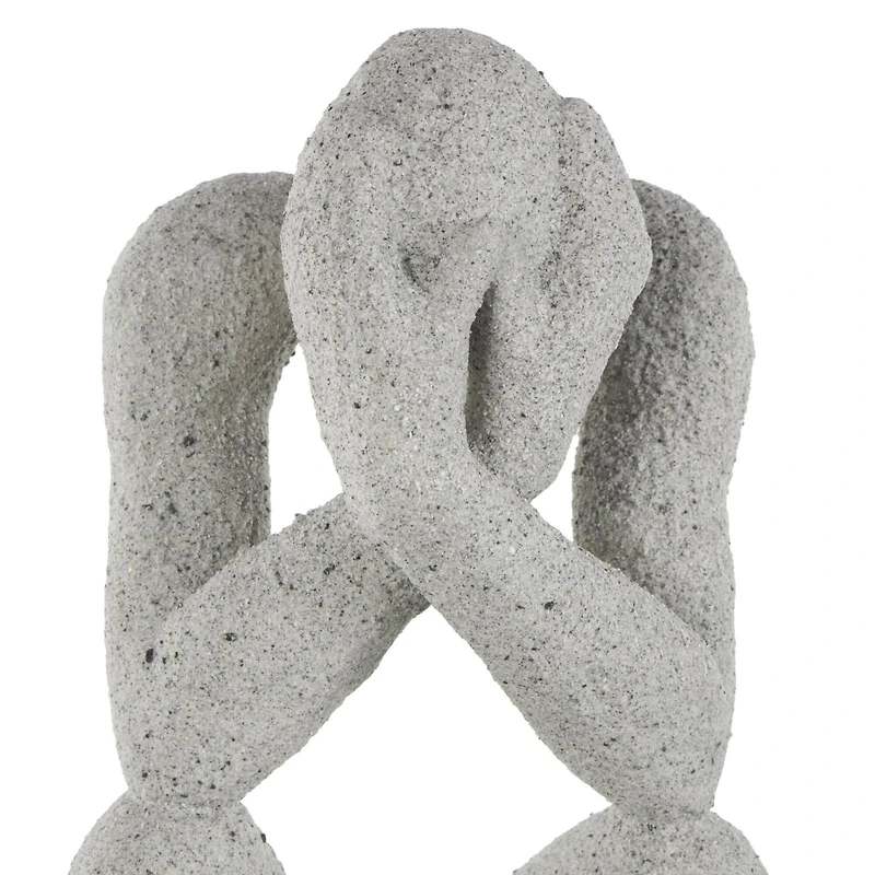 18.75" Gray Crouching Sculpture with Black Square Base