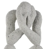 18.75" Gray Crouching Sculpture with Black Square Base