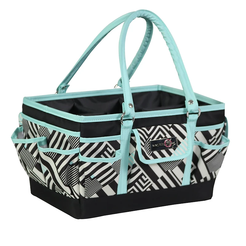 Everything Mary Teal Geometric Deluxe Store & Tote Craft Organizer