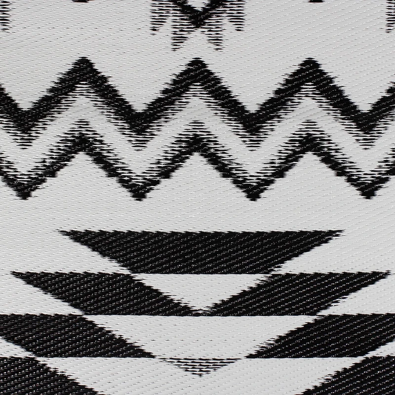 Black & White Aztec Print Rectangular Outdoor Area Rug, 4ft. x 6ft.