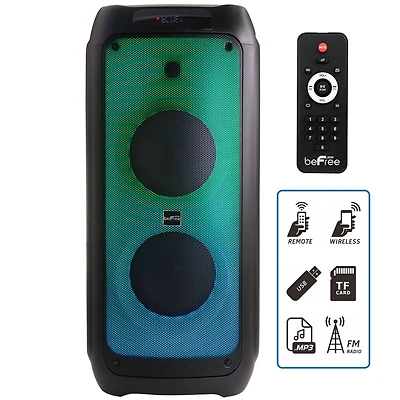 beFree Sound 8" Wireless Rechargeable Bluetooth Party Speaker With LED Illuminating Lights