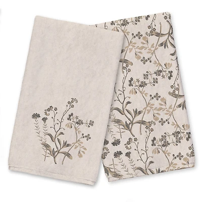 Botanicals Charcoal II Tans 16" x 25" Towel Set