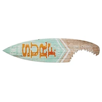 Big Kahuna Surf Club Shark Bite Wood Surfboard Plaque Wall Sign - 60"x15"