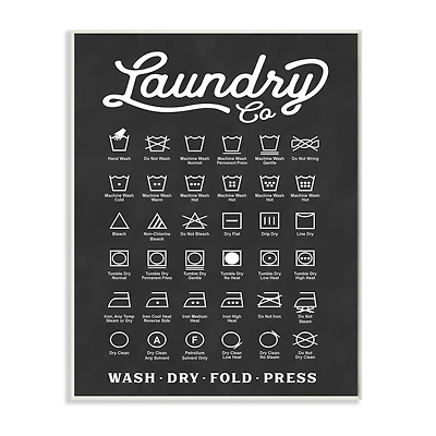 Stupell Industries Laundry Business Symbols Chart Simple Shapes Wood Wall Plaque