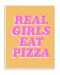 Stupell Industries Orange & Pink Real Girls Eat Pizza Wall Plaque