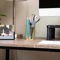 Mind Reader Pen and Accessories Holder, Desktop Organizer, Office, Metal , Set of 3, Gold