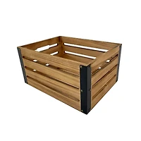 14.25" Natural Brown Wood & Metal Crate by Ashland®