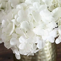 11" White Hydrangea Arrangement in Gold Metal Vase