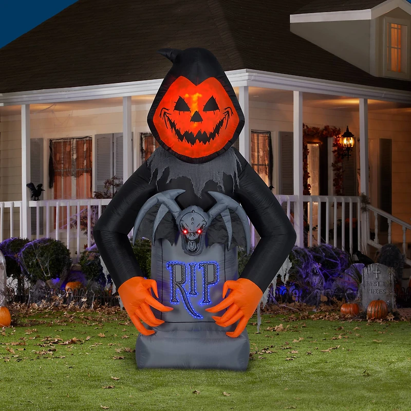 8.5ft. Lightshow Airblown® Fire & Ice Pumpkin Head Reaper