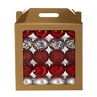 40ct. 3" Red & Silver Shatterproof Ball Ornaments