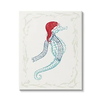 Stupell Industries Coastal Christmas Seahorse Santa Canvas Wall Art