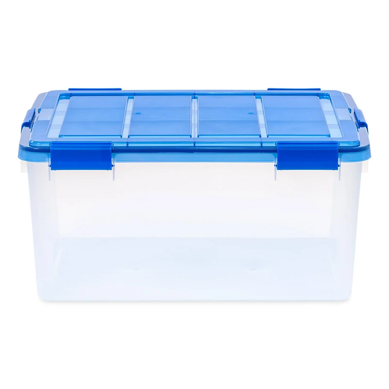 IRIS® 60qt. Clear Ultimate Box with Blue Buckle Lid