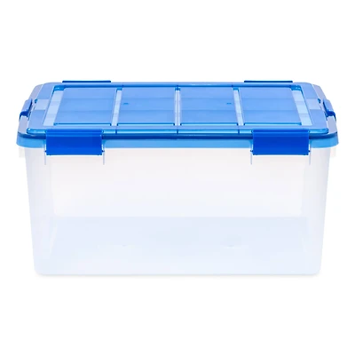 IRIS® 60qt. Clear Ultimate Box with Blue Buckle Lid