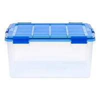 IRIS® 60qt. Clear Ultimate Box with Blue Buckle Lid
