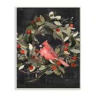 Stupell Industries Red Cardinal In Wreath Design Wood Wall Plaque