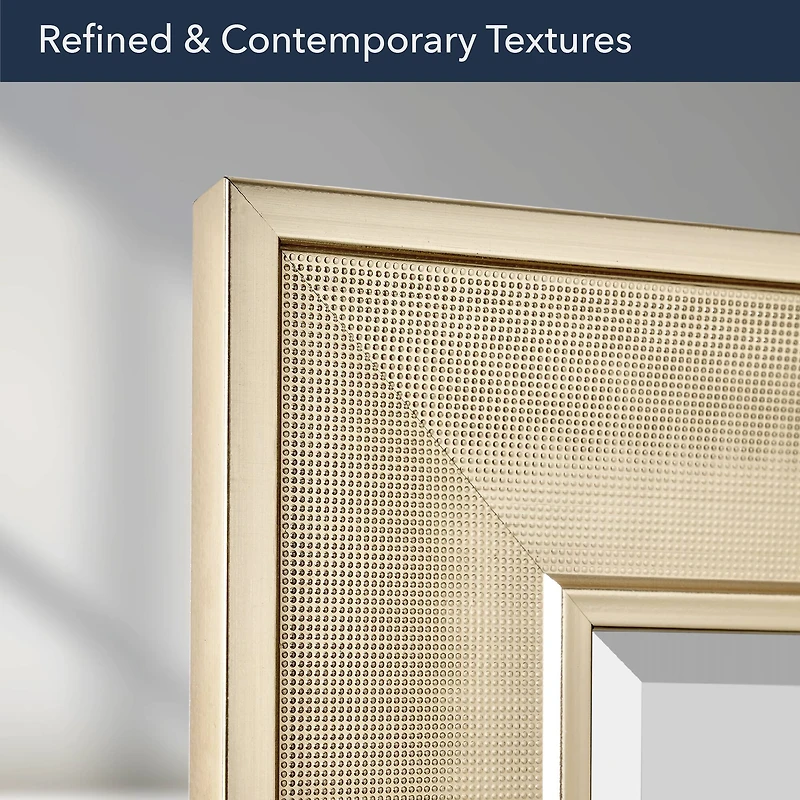 Head West 31" Brushed Nickel Pave Textured Framed Wall Vanity Mirror