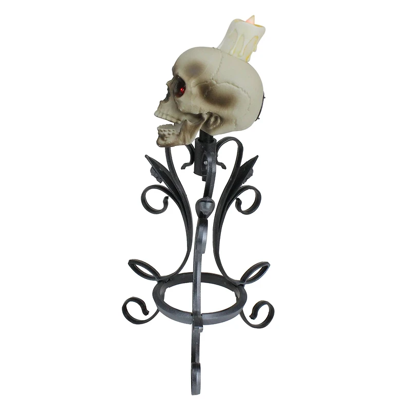 16.25" Gothic Flameless Skull Halloween Candle Holder