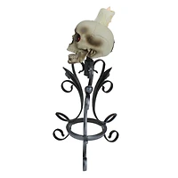 16.25" Gothic Flameless Skull Halloween Candle Holder