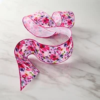 2.5" x 3yd. Wired Purple Floral Ribbon by Celebrate It™ Classic