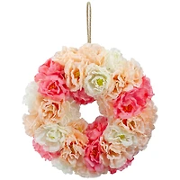 8" Pink & White Peony Artificial Spring Floral Wreath