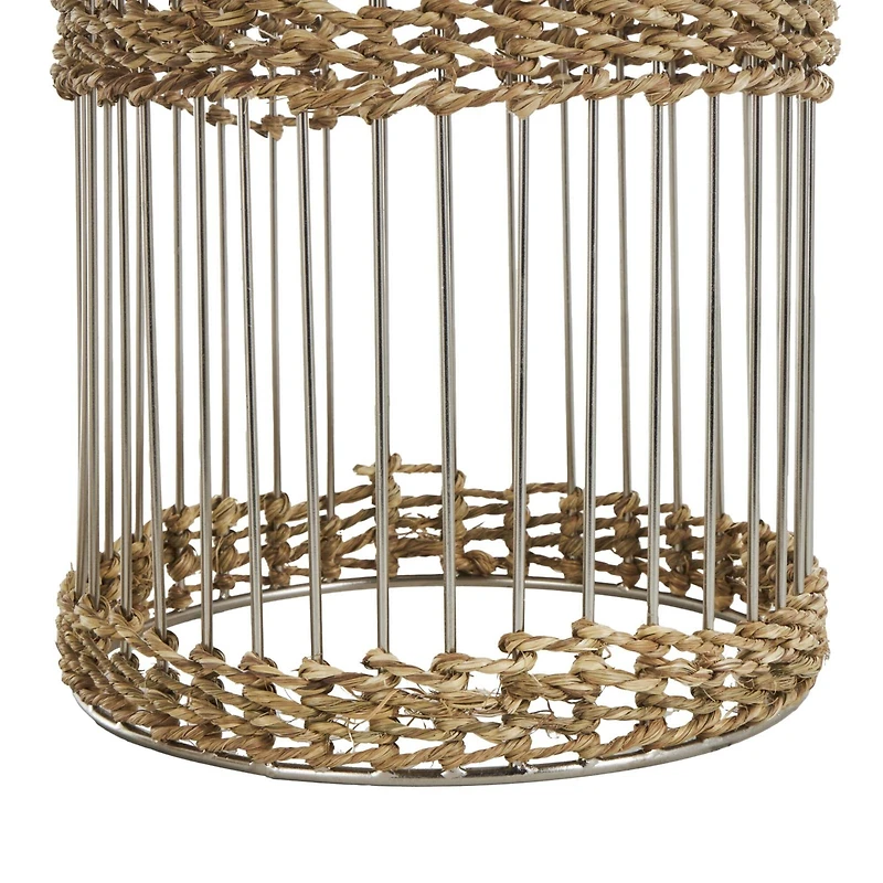 Silver Textured Rounded Dome Metal Planter Set