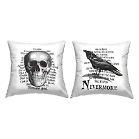 Stupell Industries Halloween Skull & Crow Poetry Throw Pillow Set