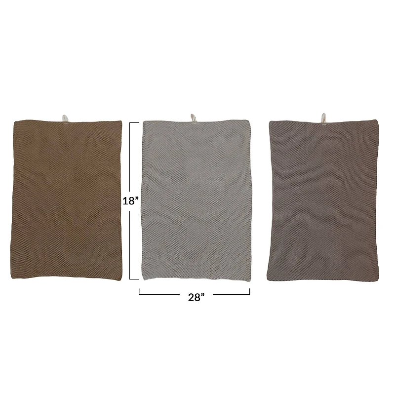 Hello Honey® Neutral Cotton Knit Tea Towel Set