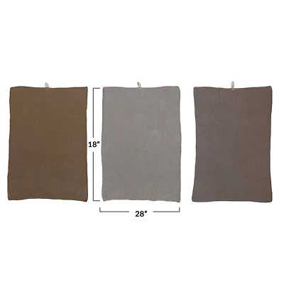 Hello Honey® Neutral Cotton Knit Tea Towel Set