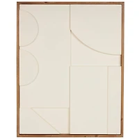 Wall Décor Cream Wood Geometric Design with Brown Wood Frame