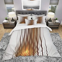 Designart 'Yellow Fractal Flames Pattern' Modern & Contemporary Bedding Set