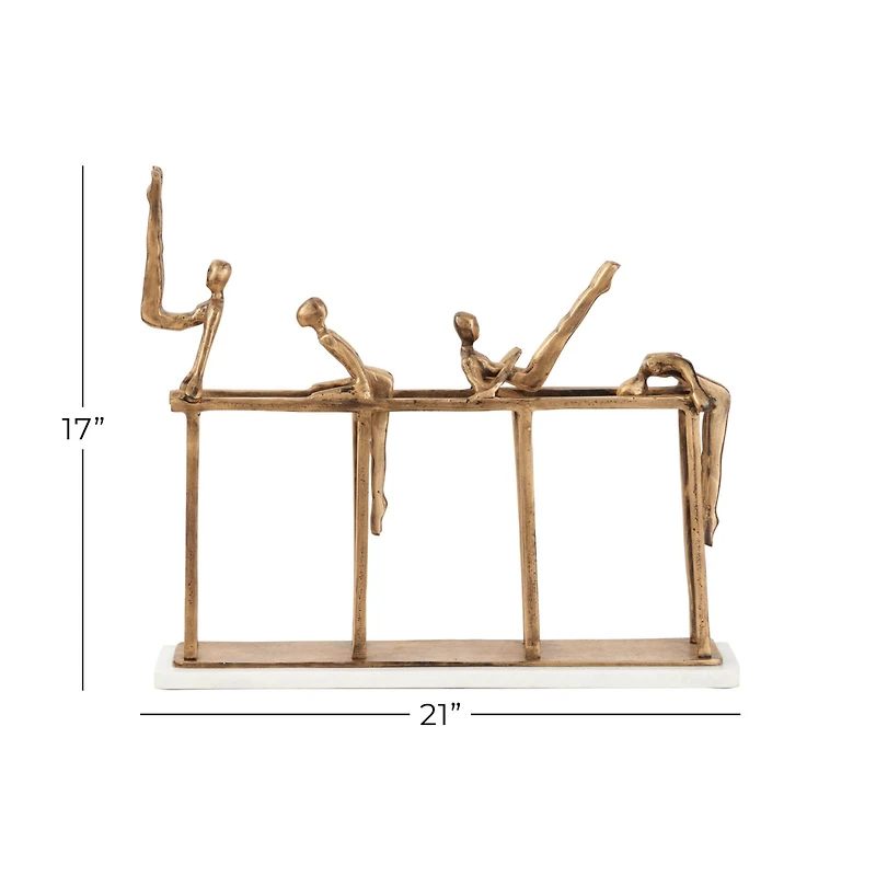 Gold Aluminum Modern Sculpture, Gymnastic 17" x 21" x 9"