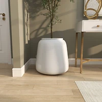 20" White Modern Wide Floor Vase