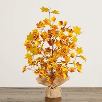 18in. Pre-Lit Autumn Maple Artificial Fall Tree with 30 LED String Lights in Burlap Wrapped Base
