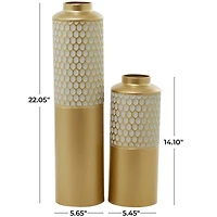 Light Grey Metal Glam Vase, Set of 2